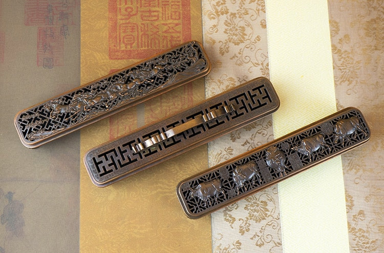 【竹銅の香炉 Bamboo Wooden Incense Holder】中国お香 香炉 箱 アロマ インセンス 雑貨 癒し 瞑想 ヨガ リラックス 禅