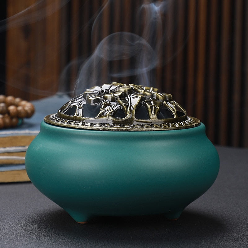 【彩の香 アンティークカラー Colorful Incense Holder】中国お香 丸型 お香立て 癒し 瞑想 ヨガ リラックス