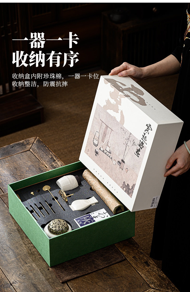 【ギフトにもおすすめ！スペシャル香贈シリーズ Special Insence Kit Gift BOX】中国お香 香炉 青 お香セット アロマ  インセンス 雑貨 癒し 瞑想 ヨガ リラックス 禅 ギフト