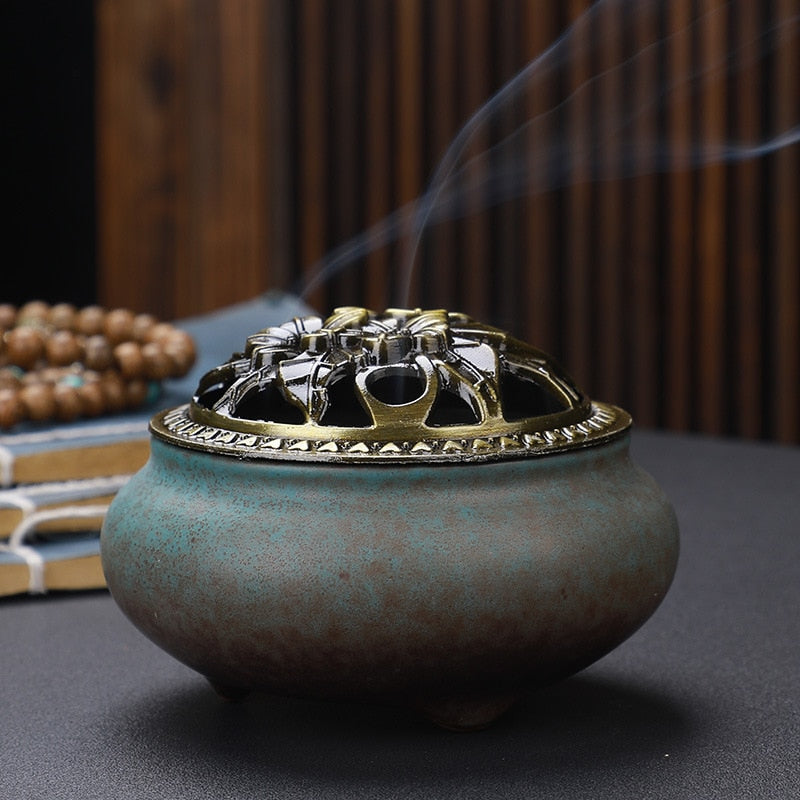 【彩の香 アンティークカラー Colorful Incense Holder】中国お香 丸型 お香立て 癒し 瞑想 ヨガ リラックス
