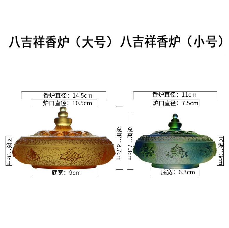 【翠の香炉 Green glass Incense Holder】中国お香 硝子 お香立て 癒し 瞑想 ヨガ リラックス