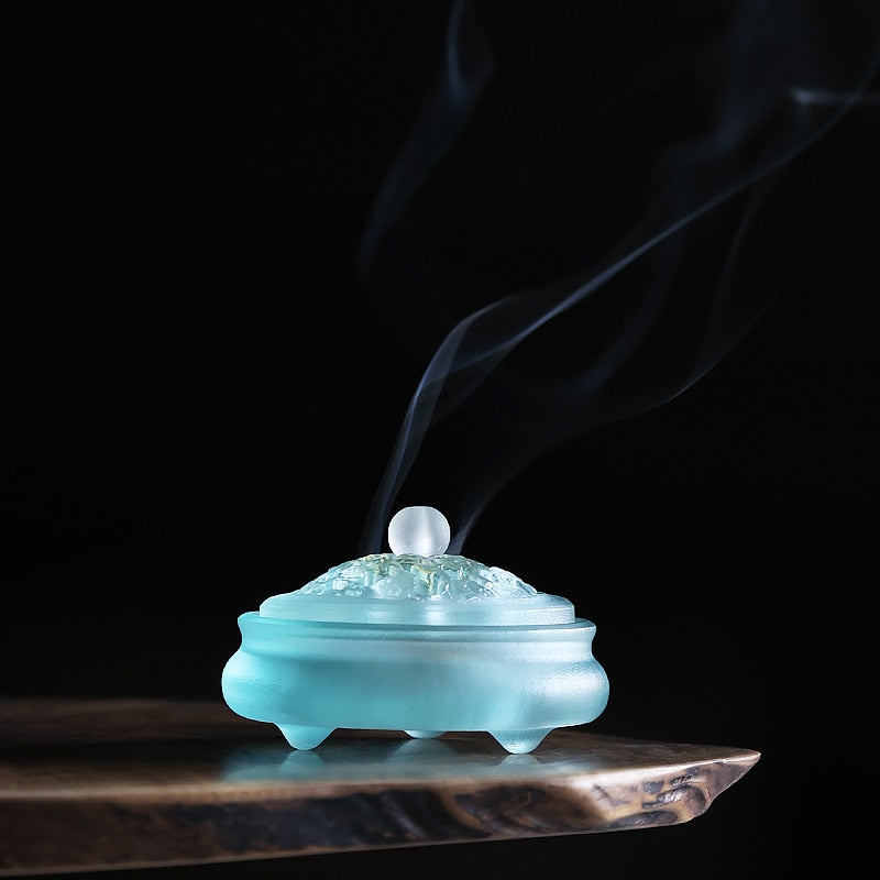 【ギフトにおすすめ！ 硝子の香 Grass Incense Holder】中国お香 香炉 贈り物 お香立て 癒し 瞑想 ヨガ リラックス