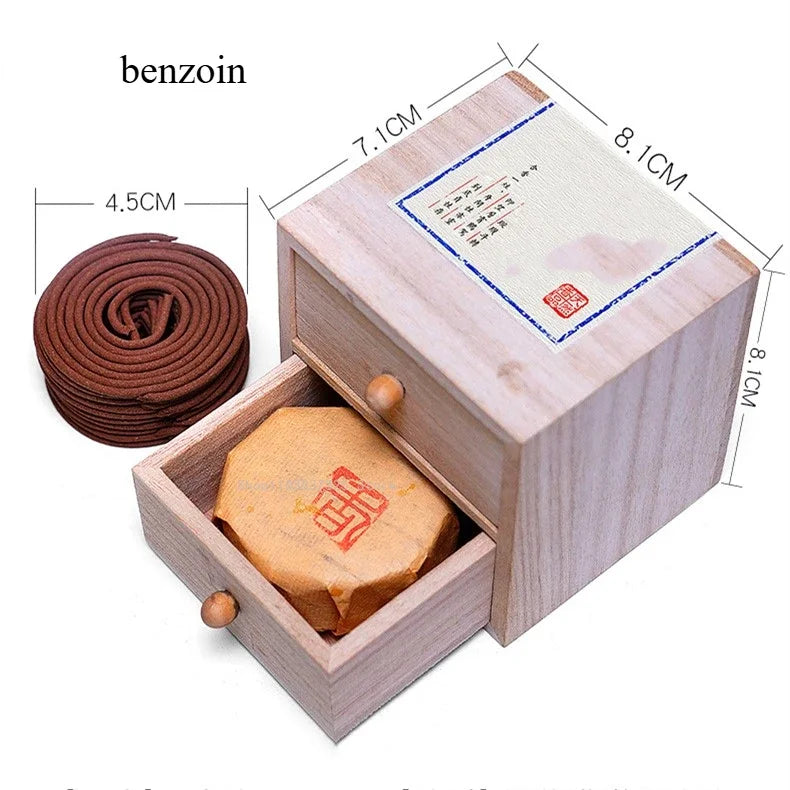 【天然素材 盤香＆桐箱セット｜リラックス・お清め・お部屋の香りに】中国お香 香炉 お香立て 癒し 瞑想 ヨガ リラックス