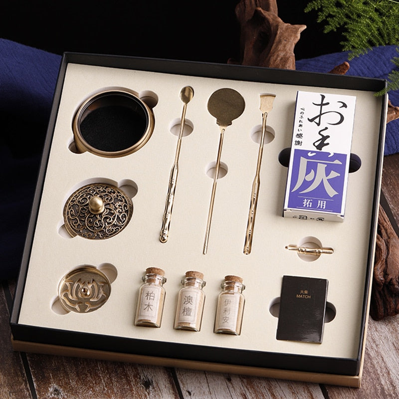 【初贈の香 First Gift Traditional Insence Kit】中国お香セット 香炉 丸型 ゴールド アロマ インセンス 雑貨 癒し 瞑想 ヨガ リラックス 禅 ギフト