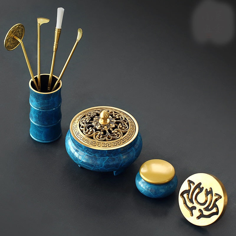 伝統の香 Traditional Insence Kit】中国お香 香炉 青 お香セット 