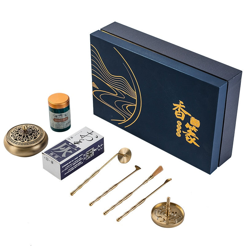 青箱の香贈 Blue box traditional insence Kit】中国お香 香炉 青 お香