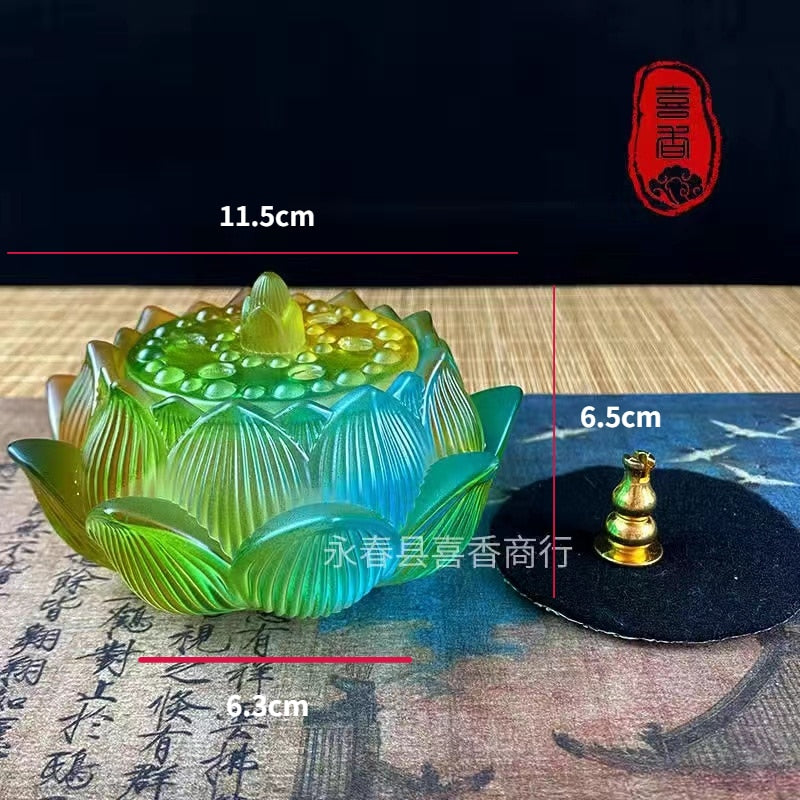 瑠璃の蓮 Lotus lapis Incense Holder】中国お香 硝子 お香立て 癒し 瞑想 ヨガ リラックス – 世界のお香