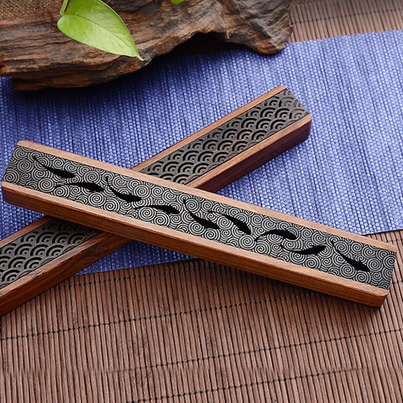 【黒木の香炉 Black Wooden Incense Holder】中国お香 香炉 木箱 黒 アロマ インセンス 雑貨 癒し 瞑想 ヨガ リラックス  禅