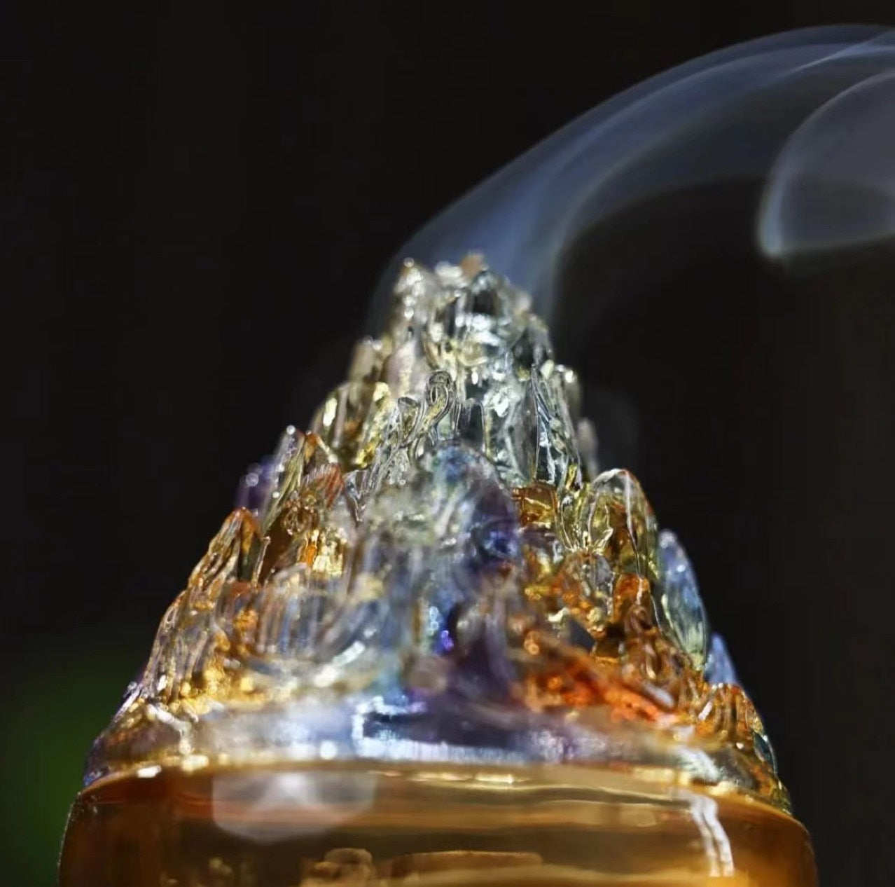 【虹水晶 Rainbow quartz Incense】虹色の硝子水晶 お香立て 香炉 中国 お香 癒し 瞑想 ヨガ リラックス